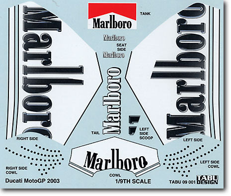 Tabu Design TABU09001 1/9 Ducati 2003 Tobacco Decal - BanzaiHobby