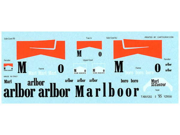 Tabu Design TABU12025 1/12 Yamaha YZR500 '95 WGP Tobacco Decal - BanzaiHobby