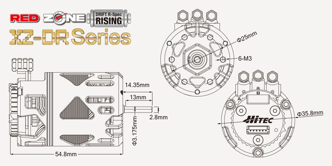HiTec 61168 RED ZONE XZ-135DR Drift R-Spec Brushless Motor 13.5T - BanzaiHobby