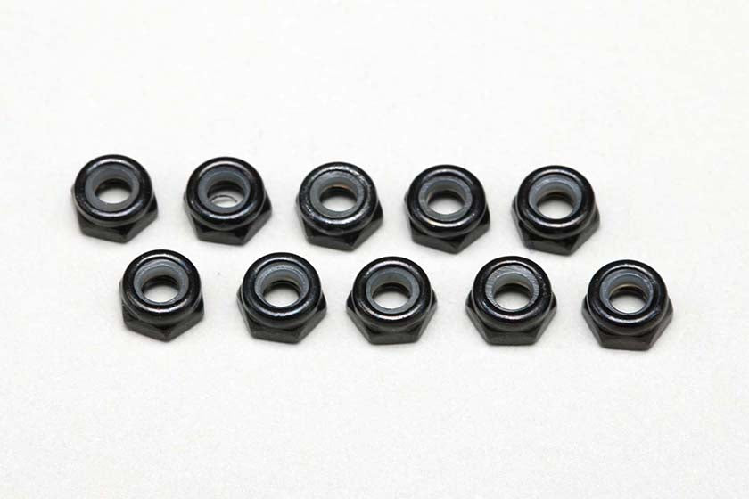 Yokomo ZC-N3L3 M3×3.0mm Steel Nylon Lock Nut (Black/Thin Type) 10 Pieces - BanzaiHobby