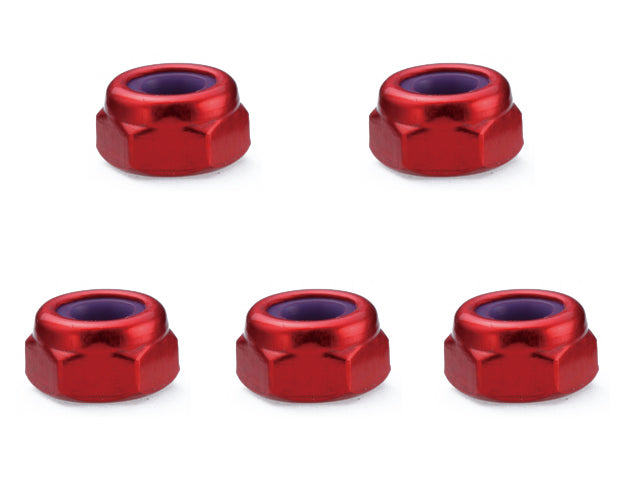 SGE-03UR Aluminum Thin Nylon Nut M3 (Red) 4pcs