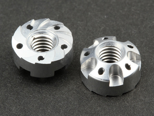 0025-02 DECO Carved Nut 2pcs / Silver - Aluminium 7075