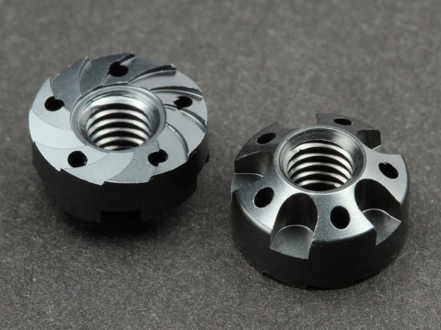 0025-05 DECO Carved Nut 2pcs / Gun Metal - Aluminium 7075