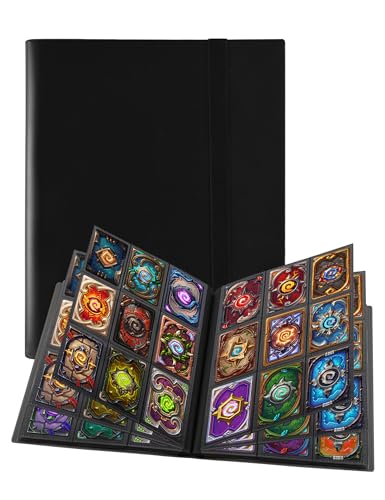 カード ファイル 9ポケット 540枚収納 トレカファイル 横入れ トレーディングカードホルダー 両面コレクション アルバム 大容量 ゲーム・スポーツカード/切手/名刺の整理保管 トレカケース バインダー 固定バンド付き (ブラック 540枚) - BanzaiHobby