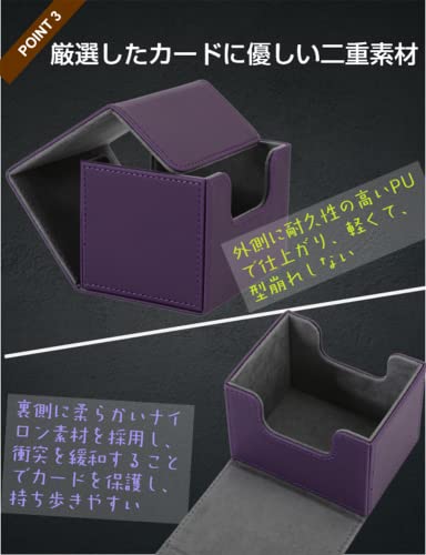 Venssu デッキケース トレカケース ストレージボックス 横入れ マグネット PU レザー 120枚「 遊戯王 ポケモン デュエマ 各種 カードゲーム に使用可能 」スリーブ対応 Sサイズ (黒(内装青)) - BanzaiHobby