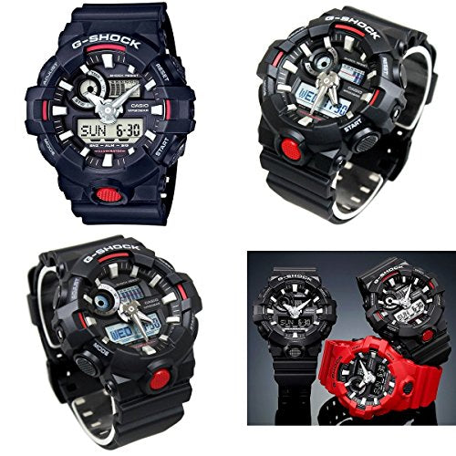 警察 自衛隊 公務員 就職祝 入学祝 G-SHOCK 20気圧防水 アナデジ プラベルトウォッチ メンズ (GA-700-1A GA-700-1B GA-700-4A) (GA-700-1A(ブラックA)) - BanzaiHobby
