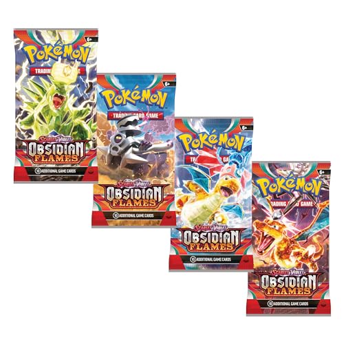 Pokemonポケモン スカーレット&バイオレット 3 黒曜石 炎 ブースターバンドル, 186-85387 - BanzaiHobby