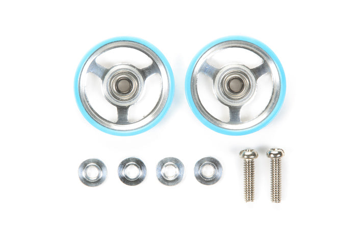 94933 JR 17mm Aluminum Rollers - w/Plastic Rings (Light Blue)
