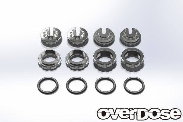 OD1725 Aluminum Adjustment Nut and Spring End Set (Silver)