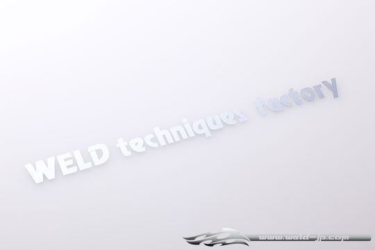 OD1896b "WELD techniques factory" logo sticker/plated silver