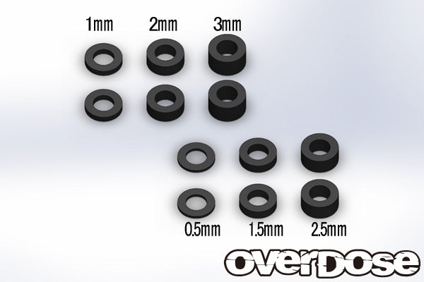 OD1954B Spacer Set 3mmx5.5mmx(0.5,1,1.5,2,2.5,3mm) Black