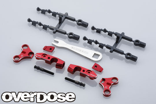 OD2600 Adjustable Aluminium Front Upper Arm Set RED
