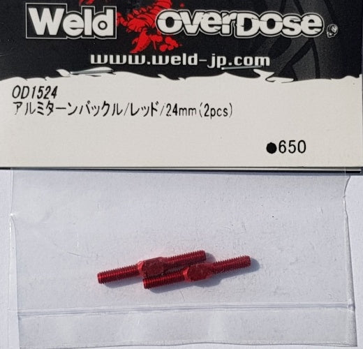 OD1524 Aluminium Turnbuckle 24mm Red 2pcs