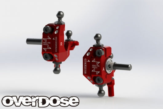 OD2438B Adjustable Aluminum Knuckle set Type-2 for RWD Red