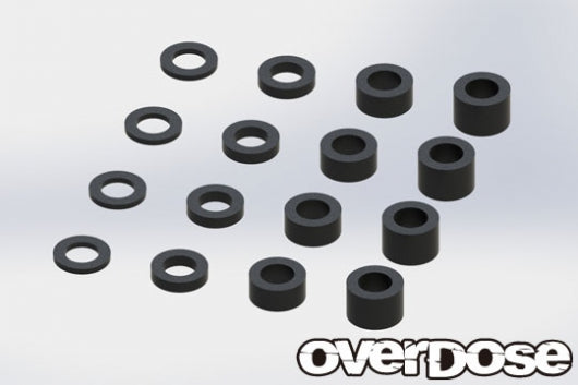 OD2494 2.6mm Aluminum Spacer Set (0.5 1.0 2.0 3.0 /Black/4 pcs)