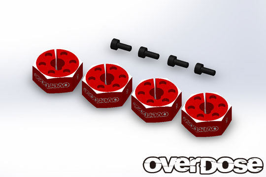 OD2873 Aluminium Wheel Hub Set (6mm / Red / 4pcs)