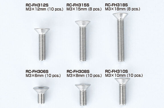 RC-FH308S Stainles Steel Flat Head Screw(M3×8mm、10pcs. )