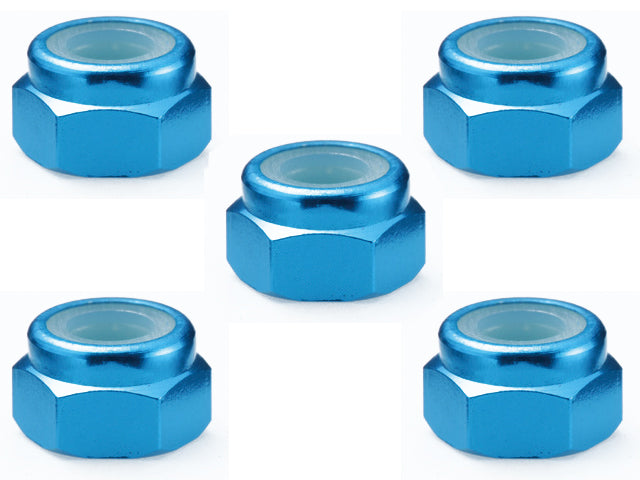 SGX-04TB Aluminum 4mm Nylon Nut Tamiya Blue 5pcs