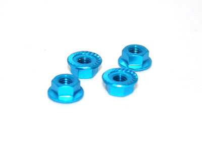SGE-14STB 4mm Wheel Nut Serrated (Tamiya Blue)