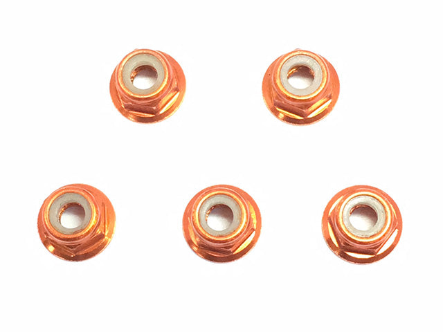 SGX-04FOR 4pcs Aluminum flange nylon nut 4mm orange