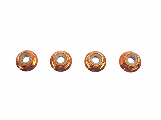 SGX-04UFOR 4pcs M4 Aluminum Flange Lock nut thin type(Orange)