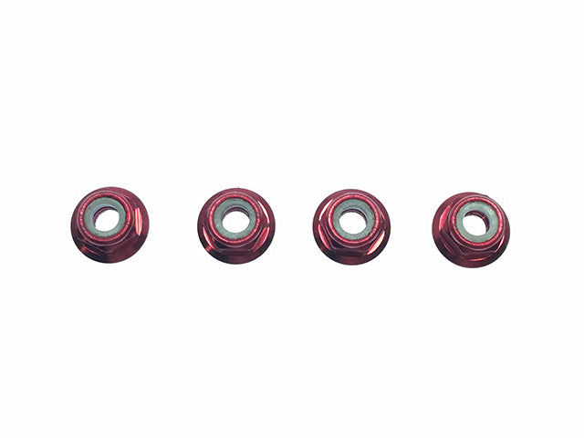 SGX-04UFR 4pcs M4 Aluminum Flange Lock nut thin type(Red)