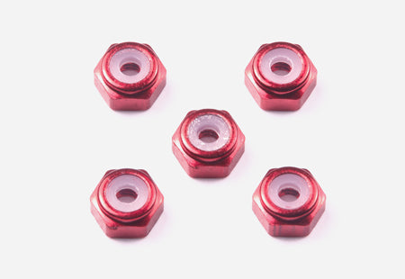 15493 2mm Aluminum Lock Nut Red - 5pcs