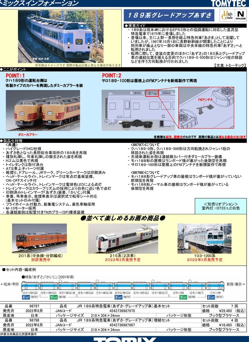 98797 J.R. Series 189 Limited Express Train (Azusa
