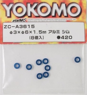 しず Banzai Hobby - Yokomo ZC-A3615A 3x6x1.5mm Aluminum Shim (8pcs