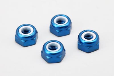ZC-N3ABB 3mm Aluminum Lock Nut (Thin / Blue / 4pcs)