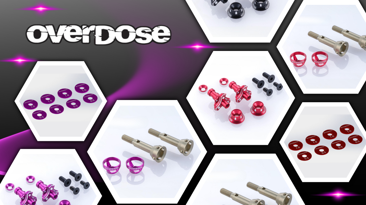New Pre Order from OVERDOSE: Aluminum Axle Shaft Lineup with Reissued Wheel Spacers Collection