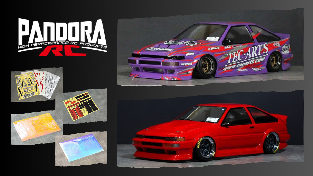 New Pre Order from Pandora RC: TEC ART'S AE86 Shell with Decal Sets and Aurora Window Films