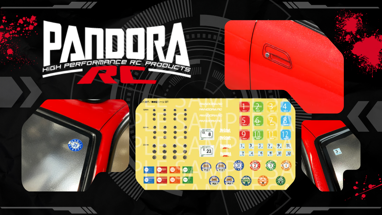 Novedad de Pandora RC: Pegatinas precortadas para cerraduras y matrículas de vehículos para un acabado auténtico.