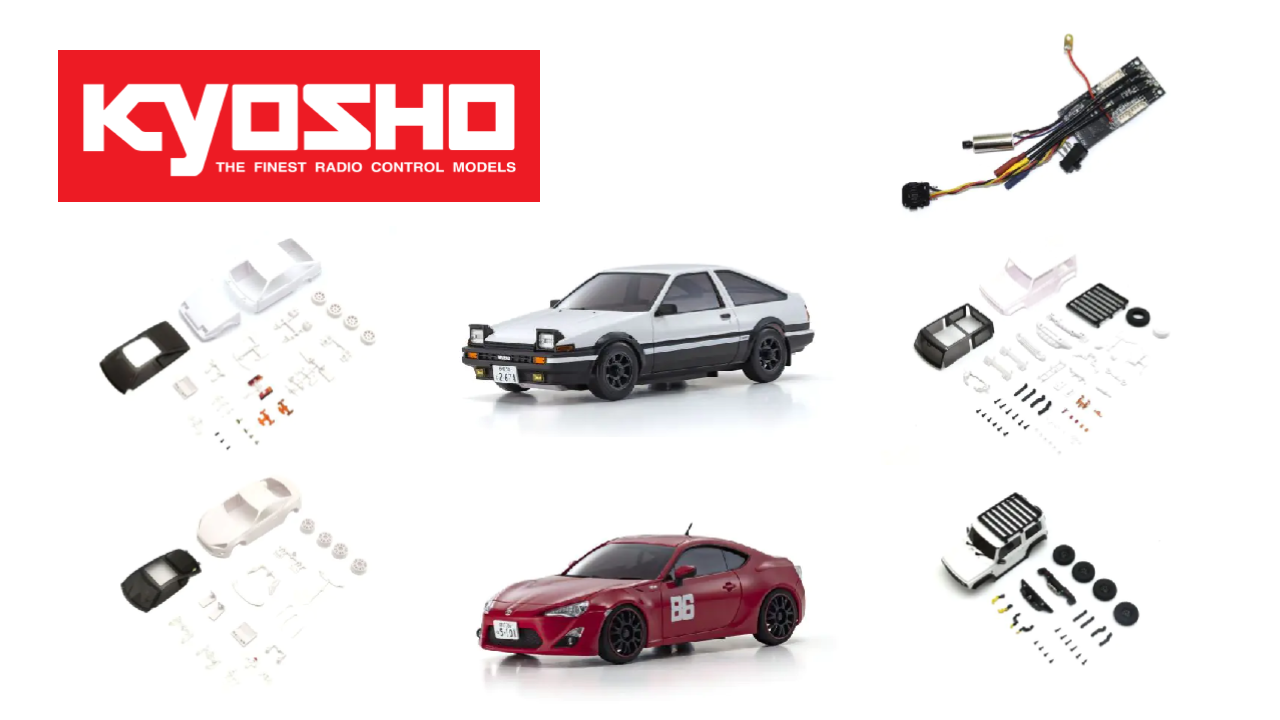 New from Kyosho: Explore All-New RC Kits, Body Sets, and the RC Unit Set Featuring Toyota &amp; Suzuki Models with Impressive Design