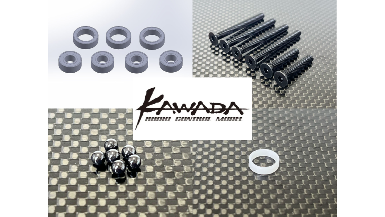 New from Kawada : Essential Parts for Tamiya C-CAR – Ball Bearings, Hex Screws, Ceramic Balls, and Spur Gear Adapter