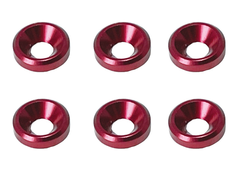 Square SGX-15R M3 Aluminum Dish Washer Outer Diameter 8mm Red 6pcs - BanzaiHobby