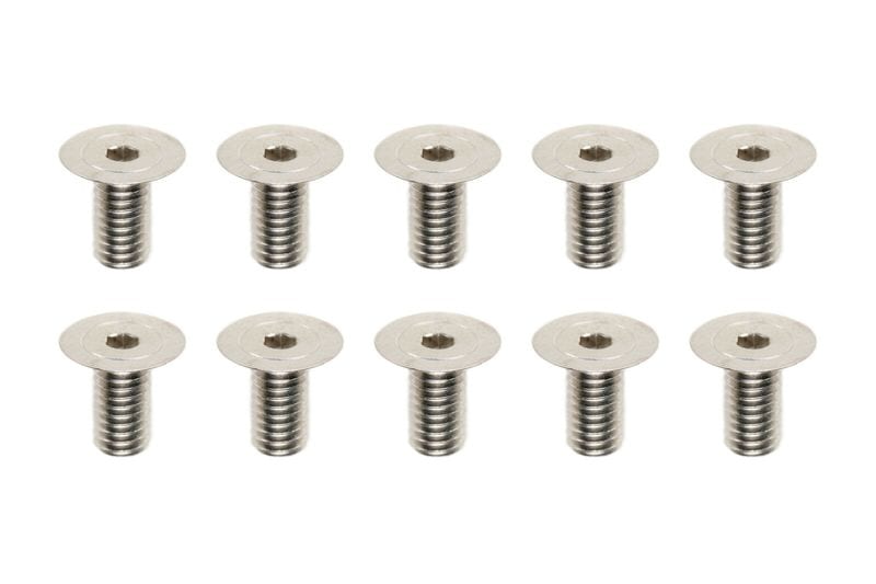 Yokomo ZC-F36SH-10 M3x6mm FH Socket Screws, High-Precision Cut Steel (120°/10 pieces)