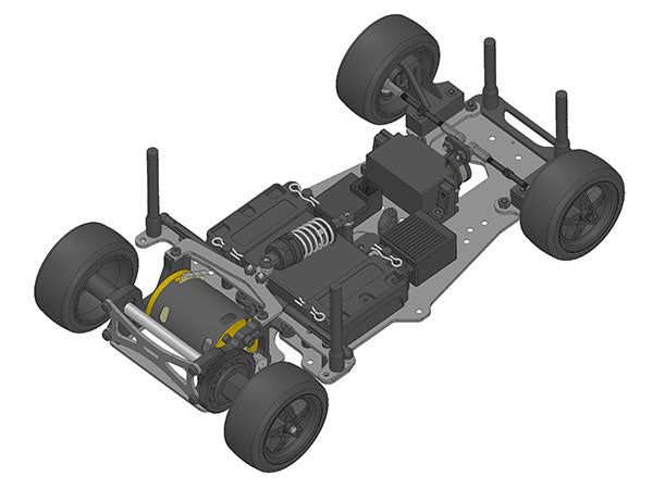 Kawada M333 M300GT2 Chassis Kit 1/12 DD Car FRP Chassis (Mini Rubber Tires) - BanzaiHobby