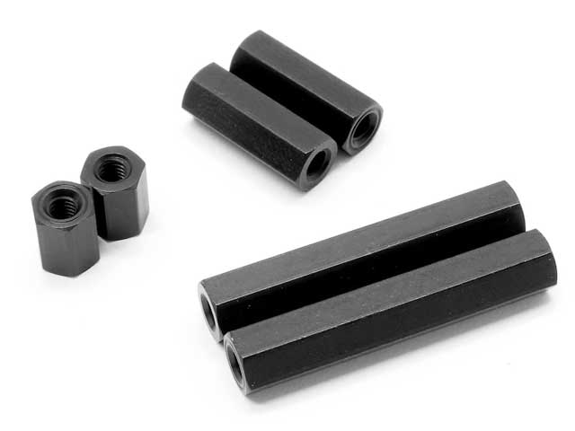 Wrap-Up Next 0036-75 Hex Aluminum Spacer 8mm (Black/Double Thread)