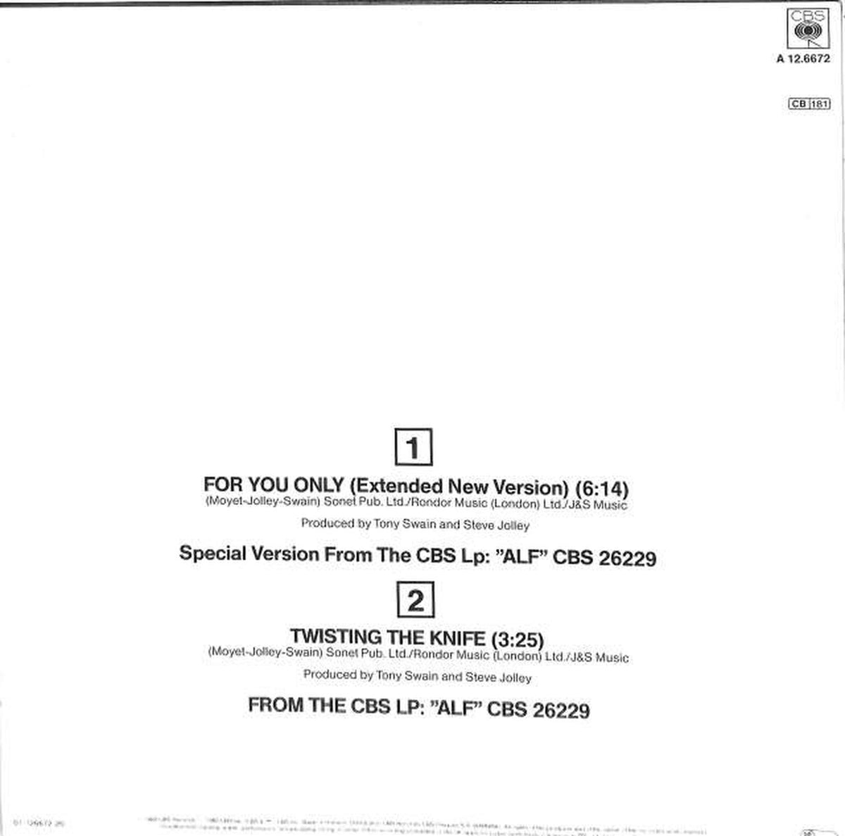 CBS Alison Moye "FOR YOU ONNLY" A12.6672
