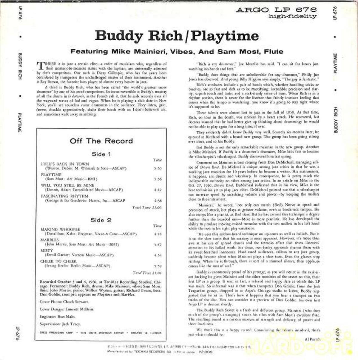 Teichiku Buddy Rich "Playtime" UPS-2215-B