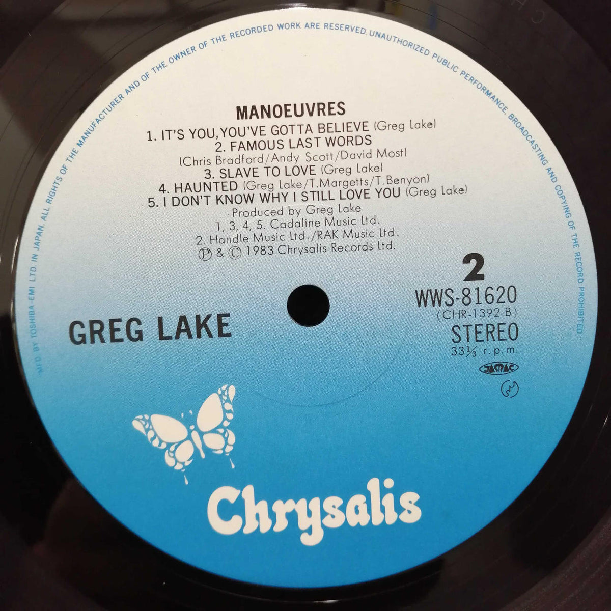 Toshiba EMI Greg Lake "Manufactures" WWS-81620