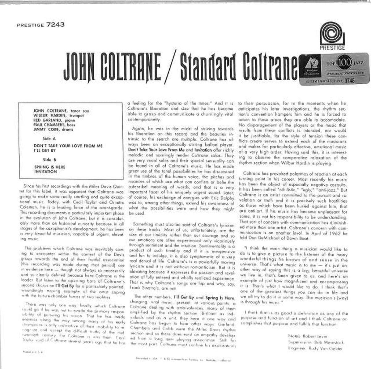 PRESTIGE JOHN COLTRANE/Standard coltran AJAZ7243