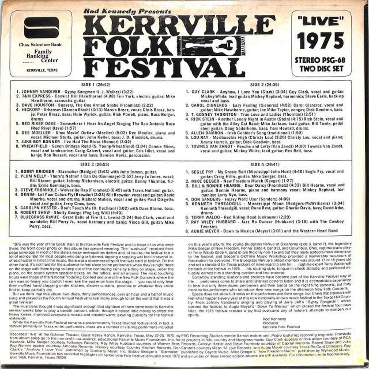 PSG (Bootlek) Kerville Folk Festival 1975 LIVE PSG-68 2LP