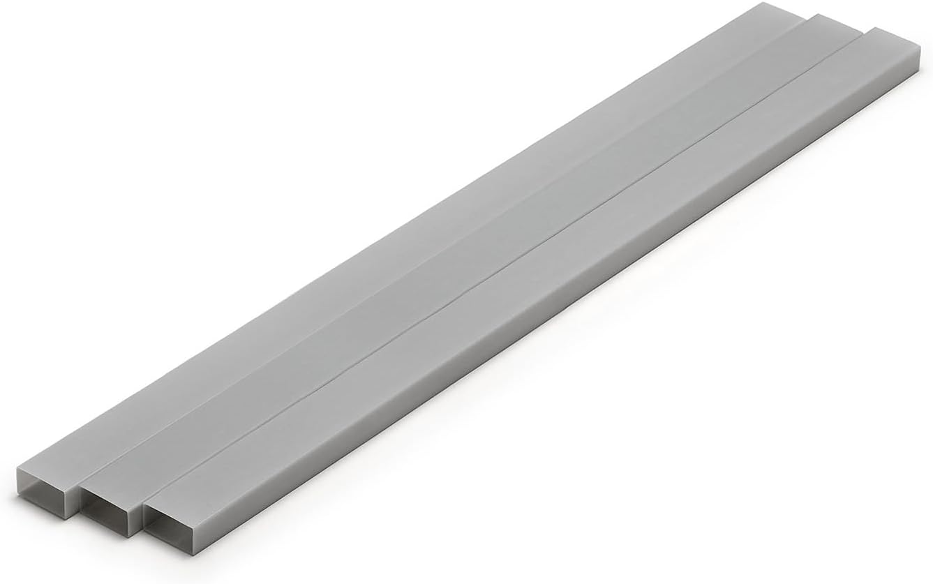 Wave OM-445 Plastic Material Gray Rectangular Pipe 0.3 x 0.6 inches (7 x 14 mm), 3 Pieces - BanzaiHobby