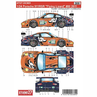Studio27 DC901 1/24 Porsche 911 RSR 'Flying Lizard' #80 2011 Decal - BanzaiHobby
