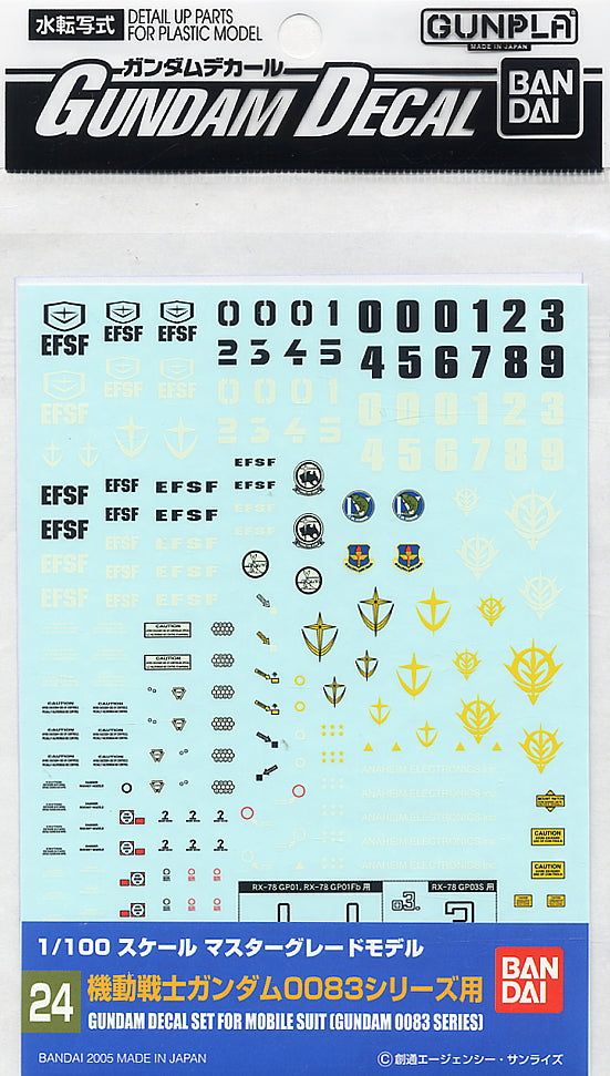 Bandai MG 1/100 Gundam 0083 Series decals - BanzaiHobby