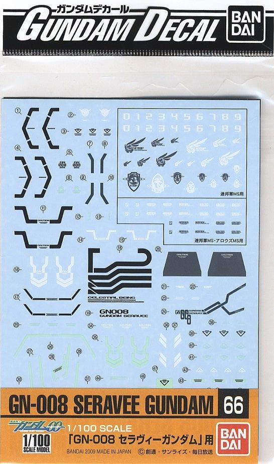 Bandai 1/100 Seravee Gundam decals - BanzaiHobby