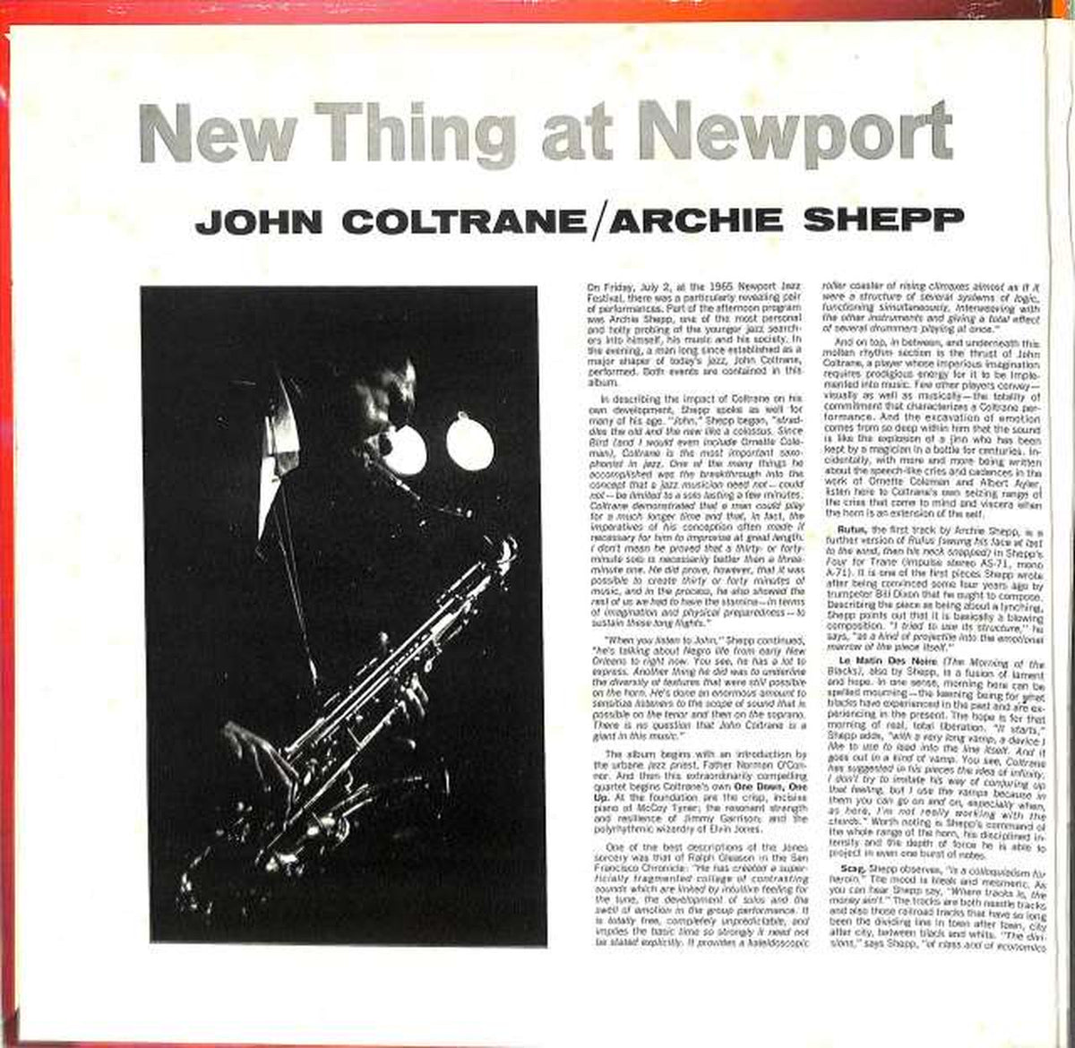 King Records (imported impulse) J. Coltrane & A. Shepp "Two in Newport" AS-94