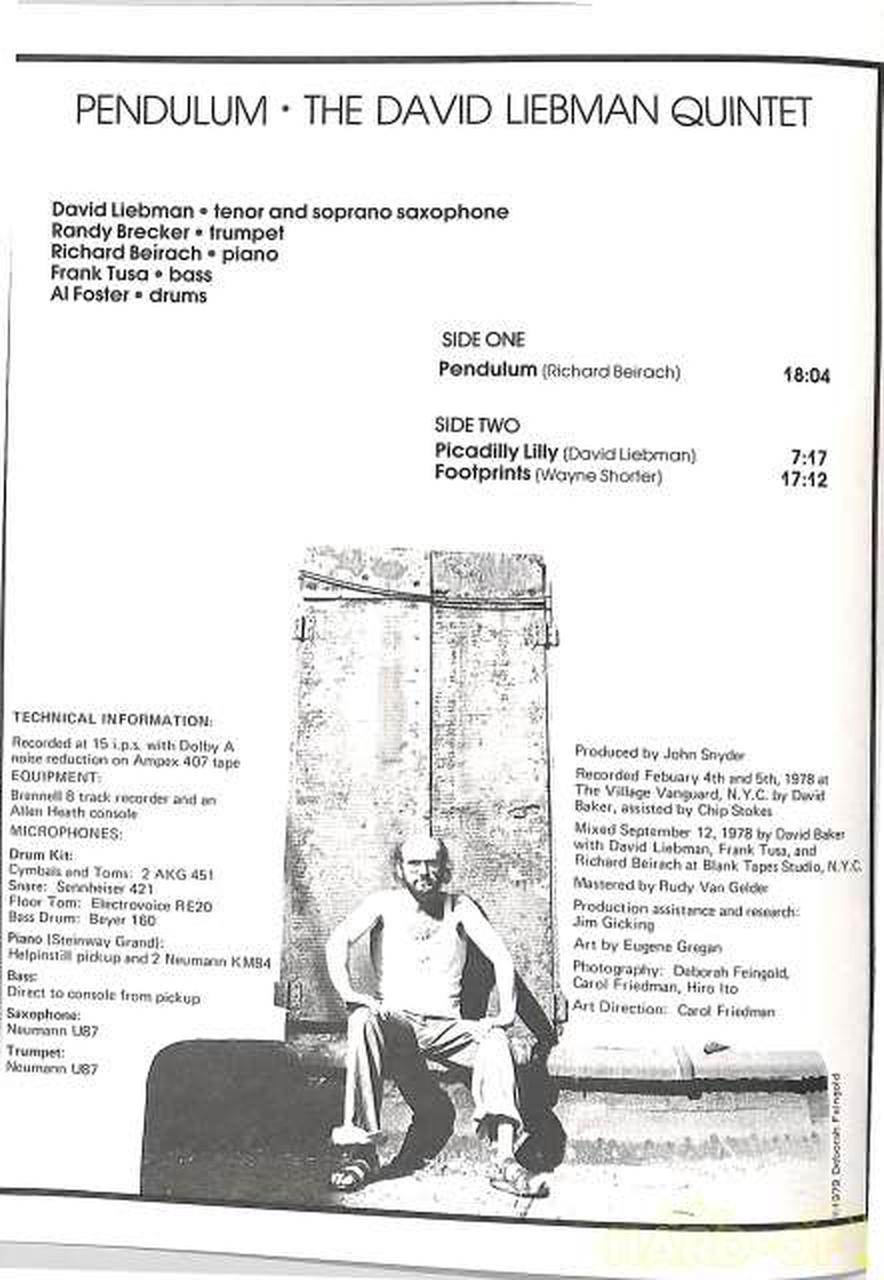 Artist House (Imported, Canada) David Liebman 'Pendulum' Live AH-9408